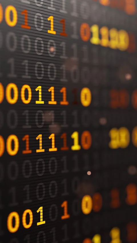 Seamless golden binary data stream in futuristic cyberspace Stock Footage 338988538