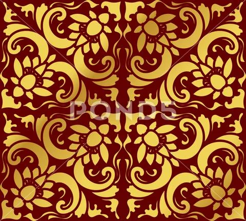 Seamless Golden Chinese Background Curve Spiral Cross Flower ...