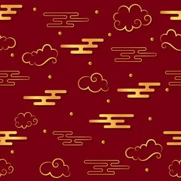 Seamless Golden Chinese Pattern, Abstract Vector Background Stock Illustration