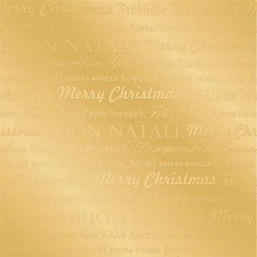 Seamless golden Christmas typography pattern, vector illustration Stock Illustration