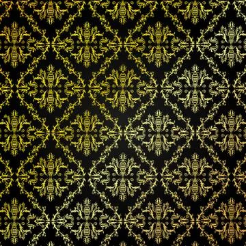 Seamless Golden Damask Pattern Background Stock Illustration