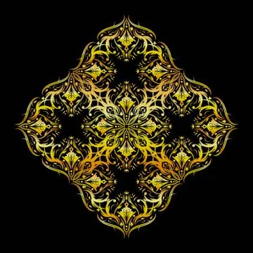 Seamless Golden Damask Pattern Background Stock Illustration