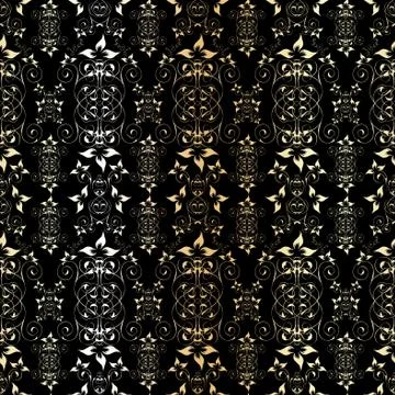 Seamless golden floral pattern, vector illustration Illustration