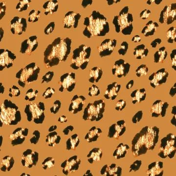 Seamless golden glitter leopard pattern イラスト素材