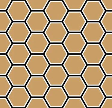 Seamless golden honeycomb pattern. Vector background hexagonal grid Illustrazione stock