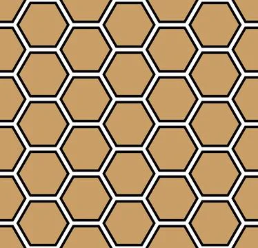 Seamless golden honeycomb pattern. Vector background hexagonal grid Stock Illustration