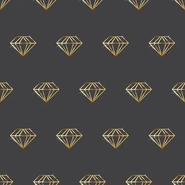 Seamless golden lined diamond pattern on grey background Stock Illustration