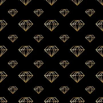 Seamless golden lined diamond pattern on black background Illustrazione stock