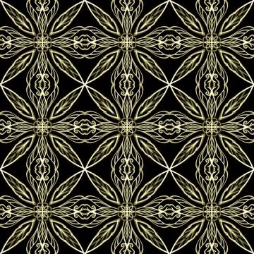 Seamless Golden Ornamental Pattern Illustrazione stock