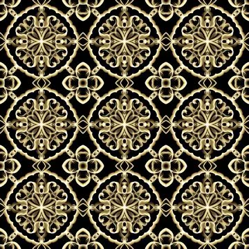 Seamless Golden Ornamental Pattern Illustrazione stock