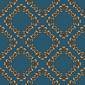Seamless golden pattern with rhombus Stock Illustration