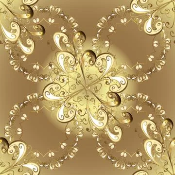 Seamless golden pattern. Vector golden floral ornament brocade textile and glass Stock Illustration