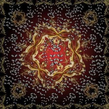 Seamless golden pattern. Vector golden floral ornament brocade textile and glass Stock Illustration