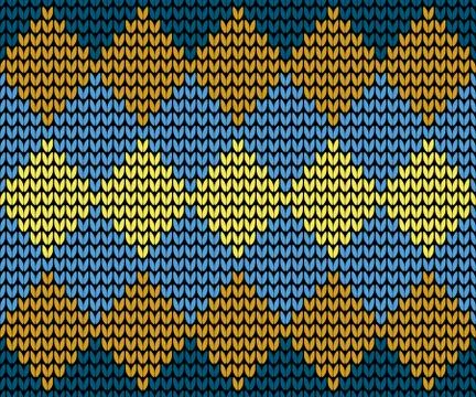 Seamless golden squares knitting pattern Stock Illustration
