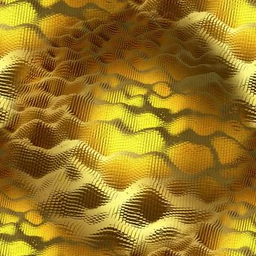 Seamless golden texture with wavy cubes. Golden futuristic background.  Stock Illustration