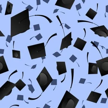 Seamless graduation caps Stock Illustration