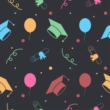 Seamless Graduation Celebration Pattern Background Stock Illustration