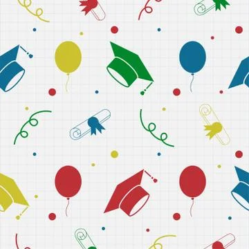 Seamless Graduation Celebration Pattern Background Stock Illustration