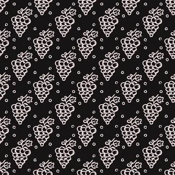 Seamless grape pattern. Doodle vector with grape icons. Vintage grape pattern Illustrazione stock