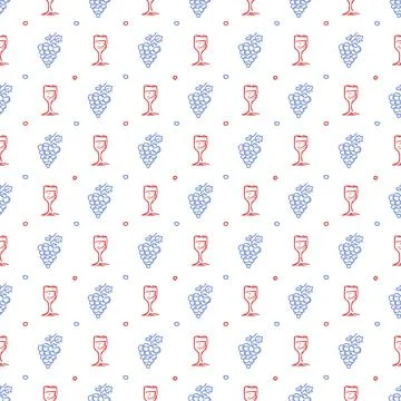 Seamless grape pattern. Doodle vector with grape icons. Vintage grape pattern Stock Illustration