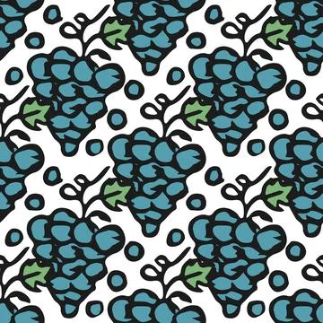 Seamless grape pattern. Doodle vector with grape icons. Vintage grape pattern Illustrazione stock