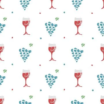 Seamless grape pattern. Doodle vector with grape icons. Vintage grape pattern Illustrazione stock