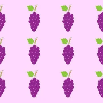 Seamless Grape Pattern Trendy Flat Style Suitable for Wallpaper, Background.. Illustrazione stock