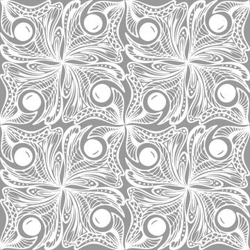 Seamless graphic abstract tile pattern, white geometric ornament on gray Illustrazione stock