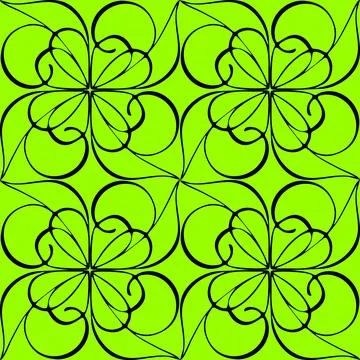 Seamless graphic abstract tile pattern, black geometric ornament on green Stock-Illustration