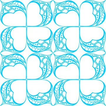 Seamless graphic abstract tile pattern, blue geometric ornament on white Stock Illustration