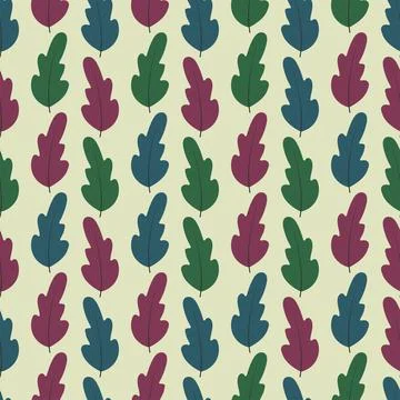 Seamless graphic ditsy pattern design of hand drawn leaves. Repeating texture. Stock Illustration