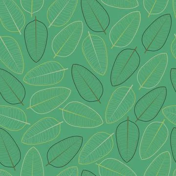 Seamless graphic ditsy vector foliate pattern design of exotic leaves outline Stock Illustration