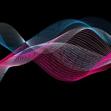 Seamless graphic elements of long multicolored waves Stock Illustration