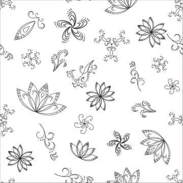 Seamless Graphic Floral Pattern Stock Illustration
