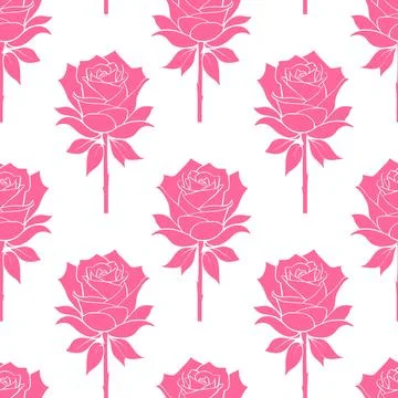 Seamless graphic floral pattern pink roses on white background, texture, desi Illustrazione stock