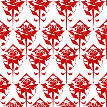Seamless graphic floral pattern red roses on white background, texture, desig Stock Illustration
