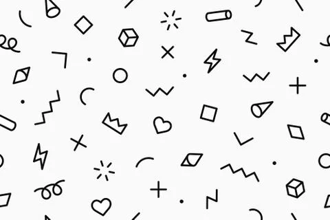 Seamless graphic pattern 80s-90s styles on color blue background Stock Illustration