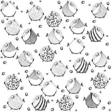 Seamless graphic pattern with fish Stock Illustration