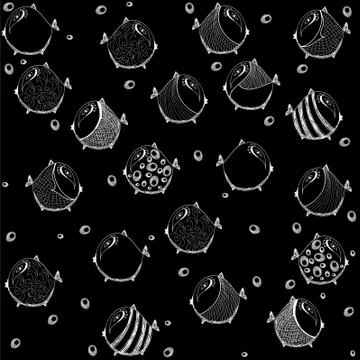 Seamless graphic pattern with fish Stock Illustration