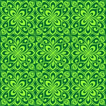 Seamless graphic pattern, floral olive ornament tile on green background Illustrazione stock