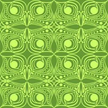 Seamless graphic pattern, floral olive ornament tile on green background Illustrazione stock