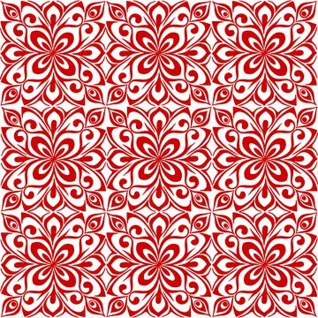 Seamless graphic pattern, floral red ornament tile on white background Stock-Illustration