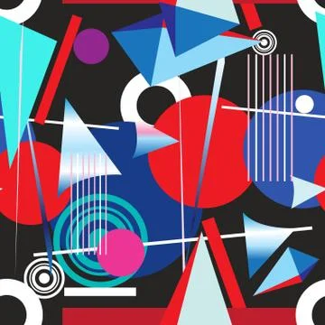 Seamless graphic pattern of geometric circular triangle design elements 스톡 일러스트