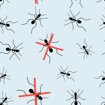 Seamless graphic pattern for packaging from ants Illustration