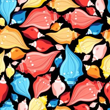 Seamless graphic pattern seashells Illustrazione stock