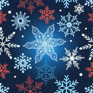 Seamless graphic pattern with snowflakes Stock Illustration