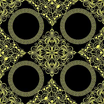 Seamless graphic pattern, tile with abstract geometric yellow ornament Stock Illustration
