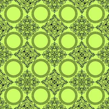 Seamless graphic pattern, tile with abstract geometric black ornament on gr.. Stock Illustration