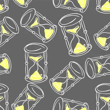 Seamless graphic pattern of white hourglasses on a gray background Stock Illustration