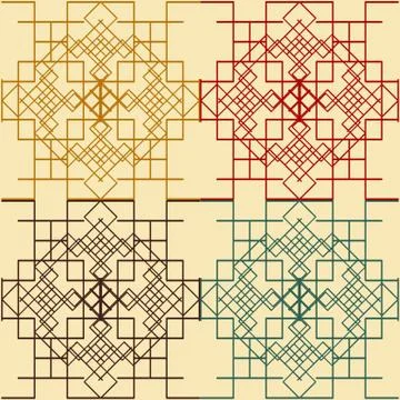 Seamless graphic symmetric patterns Stock Illustration